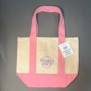 Pink and Cream Mini Canvas Tote Bag